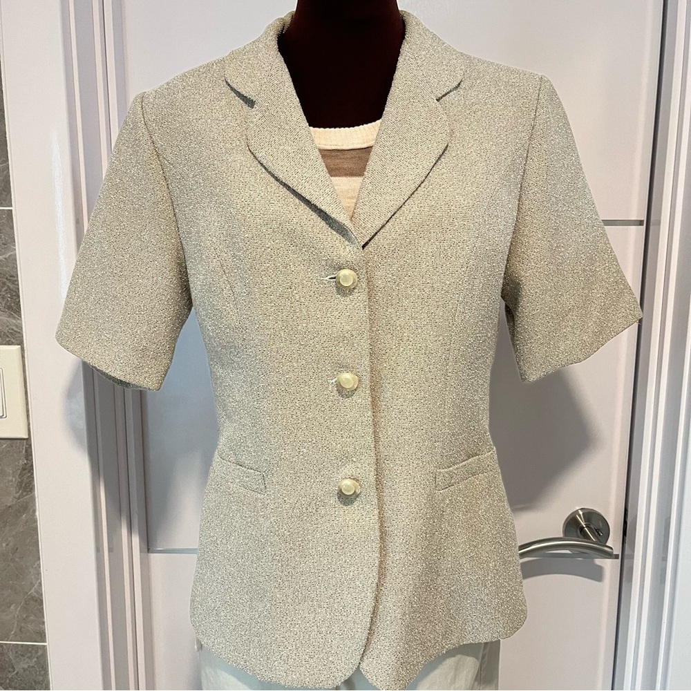 Amex Business Woman short sleeve jacket blazer blouse - button front suit style